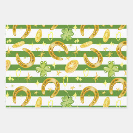 水彩継ぎ目なし柄かわいいSt patricks day ラッピングペーパーシート