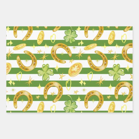 水彩継ぎ目なし柄かわいいSt patricks day ラッピングペーパーシート (正面3)