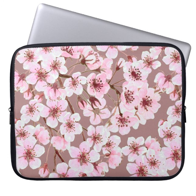 水彩継ぎ目無しさくらんぼ ラップトップスリーブ (正面)