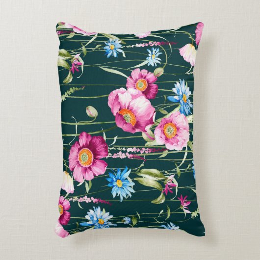 水彩継ぎ目無しのコーンポピーの花模様 アクセントクッション (正面(垂直))