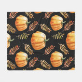 水彩継ぎ目無し図柄（カボチャ） フリースブランケット (正面(横))