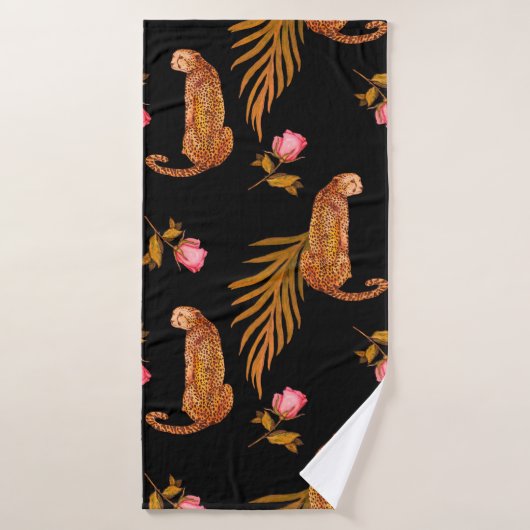 水彩継ぎ目無し図柄（頬付き） バスタオル (バスタオル)