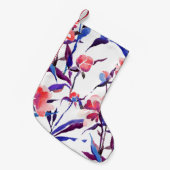 水彩継ぎ目無し植物図柄。手書き  スモールクリスマスストッキング (正面 (吊り時))