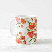 水彩継ぎ目無し模様のオレンジケシ コーヒーマグカップ (正面左)