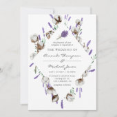 水彩綿ラベンダーカントリーウェディング 招待状 (正面)