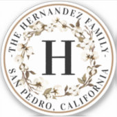 水彩綿リースモノグラムファミリービジネス シール (正面)