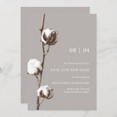 水彩綿花フローラ結婚の延期 セーブザデート (正面/裏面)