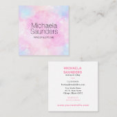 水彩綿菓子パステルメイクアーティストMUA スクエア名刺 (正面/裏面)
