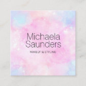 水彩綿菓子パステルメイクアーティストMUA スクエア名刺 (正面)