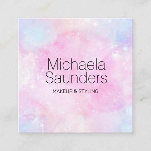 水彩綿菓子パステルメイクアーティストMUA スクエア名刺 (正面)