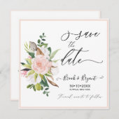 水彩綿赤面バラ保存日 招待状 (正面/裏面)