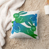 水彩緑うさぎはっきりしたの獣紋 クッション (ブランケット)