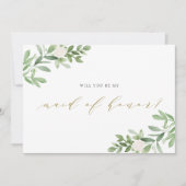 水彩緑が私のメイド・オブ・オーナー（花嫁付き添い人） カード (正面)