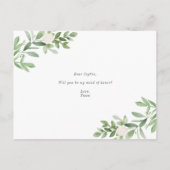 水彩緑が私のメイド・オブ・オーナー(花嫁付き添い人) 案内ポストカード (裏面)