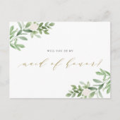 水彩緑が私のメイド・オブ・オーナー(花嫁付き添い人) 案内ポストカード (正面)