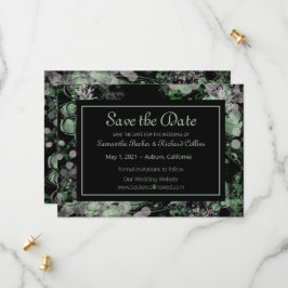 水彩緑とピンクの植物学 セーブザデート