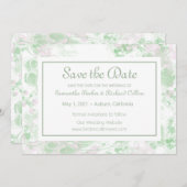 水彩緑とピンクの植物学 セーブザデート (正面/裏面)