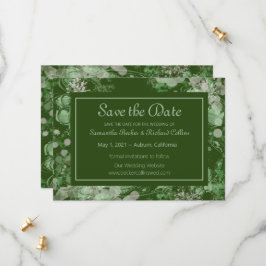 水彩緑とピンクの植物学 セーブザデート