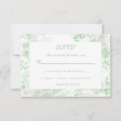 水彩緑とピンクの植物学 出欠カード (正面)