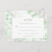 水彩緑とピンクの植物学 出欠カード (正面/裏面)