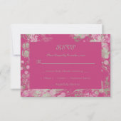 水彩緑とピンクの植物学 出欠カード (正面)