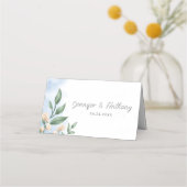 水彩緑とベージュの花 プレイスカード (裏面)