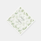 水彩緑と大理石結婚の スタンダードカクテルナプキン (角)