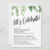 水彩緑と手書き祝よ 招待状 (正面)