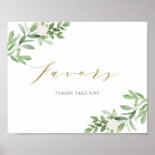 水彩緑と白い花の党の好意 ポスター (正面)