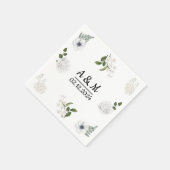 水彩緑と白い花の擬人化 スタンダードカクテルナプキン (角)