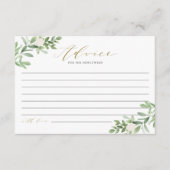 水彩緑と白い花新しい親 アドバイスカード (正面)