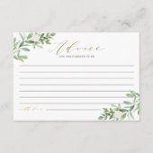 水彩緑と白い花赤ちゃんシャワー アドバイスカード (正面)