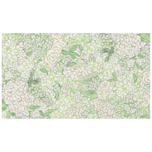 水彩緑と白のギンガ結婚ム テーブルクロス (正面(横))