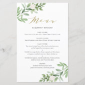 水彩緑と白の花のメニューカード (正面)