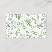水彩緑と白結婚花 プレイスカード (裏面)