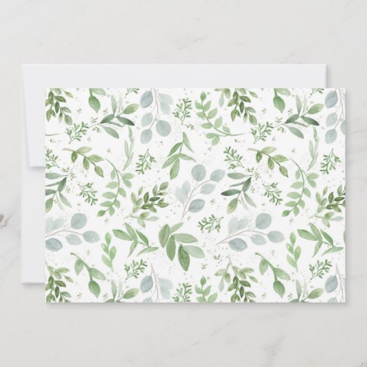 水彩緑と花が最初の聖餐式 サンキューカード (裏面)