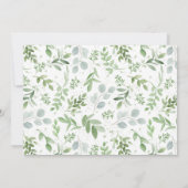 水彩緑と花が最初の聖餐式 サンキューカード (裏面)