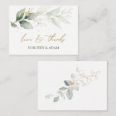 水彩緑と金ゴールドの葉ありがとう ノートカード (正面/裏面)