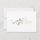 水彩緑と金ゴールドの葉の本ベビーInvi 招待状 (裏面)