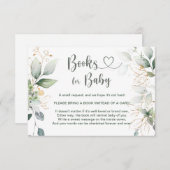 水彩緑と金ゴールドの葉の本ベビーInvi 招待状 (正面/裏面)