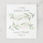 水彩緑と金ゴールドの葉 プレイスカード (外部開封)