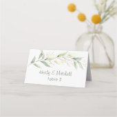 水彩緑と金ゴールドの葉 プレイスカード (裏面)