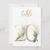 水彩緑と金ゴールドの葉、表番号20 招待状 (裏面)