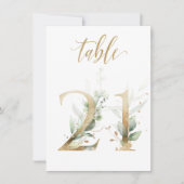 水彩緑と金ゴールドの葉、表番号21 招待状 (正面)