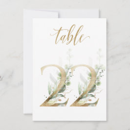 水彩緑と金ゴールドの葉、表番号22 招待状