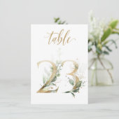 水彩緑と金ゴールドの葉、表番号23 招待状 (スタンド正面)