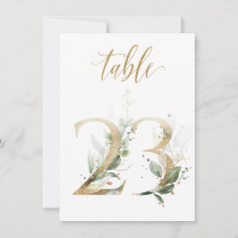 水彩緑と金ゴールドの葉、表番号23 招待状