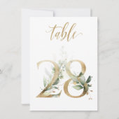 水彩緑と金ゴールドの葉、表番号28 招待状 (裏面)