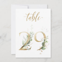 水彩緑と金ゴールドの葉、表番号29 招待状