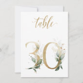 水彩緑と金ゴールドの葉、表番号30 招待状 (裏面)